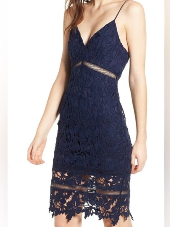 Astr Dresses & Skirts - ASTR The Label | Navy Lace Cutout Midi Dress Small